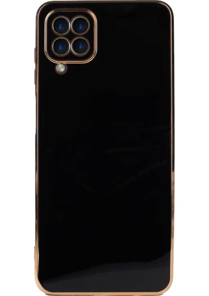 Samsung Galaxy M32 ile Uyumlu Kapak Kamera Korumalı Lazer Kesim Lüx Silikon ile Uyumlu Kılıf - Siyah