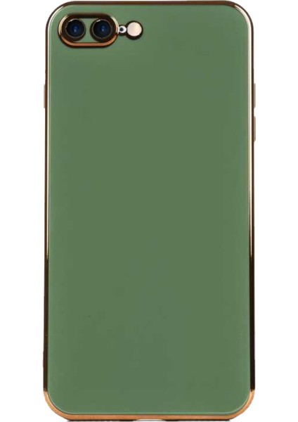 Apple iPhone 8 Plus Kapak Kamera Korumalı Lazer Kesim Lüx Silikon Kılıf - Yeşil