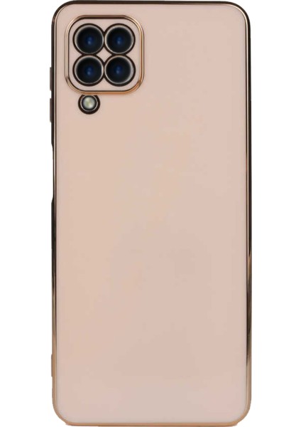 Samsung Galaxy A22 4g Kapak Kamera Korumalı Lazer Kesim Lüx Silikon Kılıf - Rose Gold