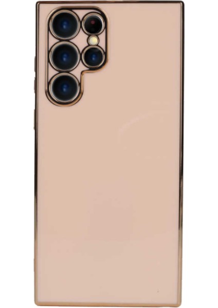 Samsung Galaxy S22 Ultra Kapak Kamera Korumalı Lazer Kesim Lüx Silikon Kılıf - Rose Gold