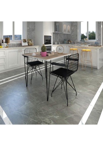 Knsz Masa Sandalye Takımı HEM75MAZLUM Crdsyh 060*060 Klç 2 Sandalye Syhsyh Kolçaklı