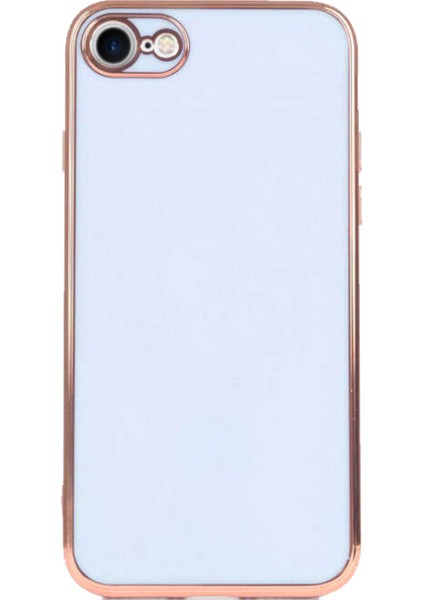 Apple iPhone Se 2022 Kapak Kamera Korumalı Lazer Kesim Lüx Silikon Kılıf -Açık Mavi