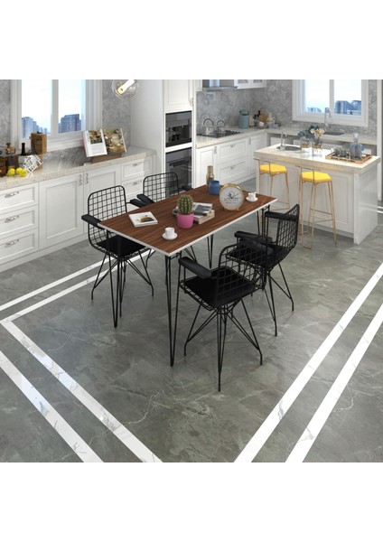Knsz Masa Sandalye Takımı HEM75MAZLUM Cvzsyh 100*070 Klç 4 Sandalye Syhsyh Kolçaklı