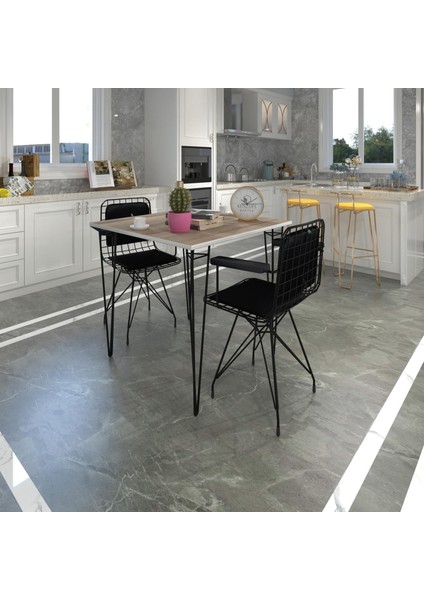 Knsz Masa Sandalye Takımı HEM75MAZLUM Crdsyh 060*060 Klçsm 2 Sandalye Syhsyh Kolçaklı Sırt Minderli