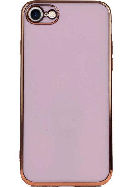 Apple iPhone 7 ile Uyumlu Kapak Kamera Korumalı Lazer Kesim Lüx Silikon ile Uyumlu Kılıf - Mor