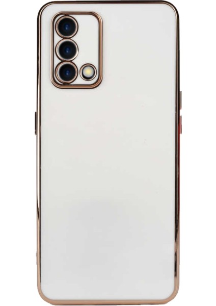 Oppo A74 4g ile Uyumlu Kapak Kamera Korumalı Lazer Kesim Lüx Silikon ile Uyumlu Kılıf - Beyaz