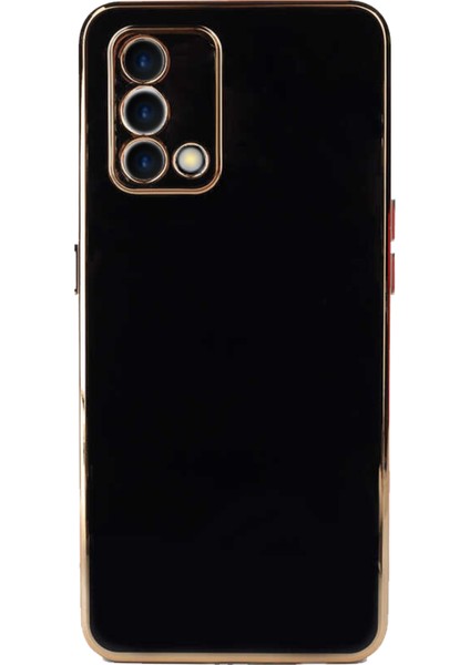 Oppo A74 4g ile Uyumlu Kapak Kamera Korumalı Lazer Kesim Lüx Silikon ile Uyumlu Kılıf - Siyah