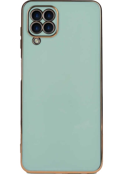 Samsung Galaxy A22 4g ile Uyumlu Kapak Kamera Korumalı Lazer Kesim Lüx Silikon ile Uyumlu Kılıf - Turkuaz