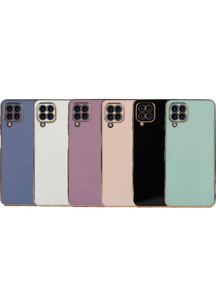 Case World Samsung Galaxy A22 4g ile Uyumlu Kapak Kamera Korumalı Lazer Kesim Lüx Silikon ile Uyumlu Kılıf - Rose Gold