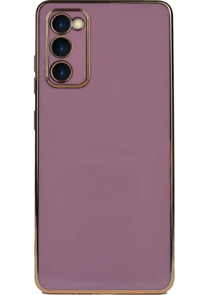 Samsung Galaxy A03S ile Uyumlu Kapak Kamera Korumalı Lazer Kesim Lüx Silikon ile Uyumlu Kılıf - Mor