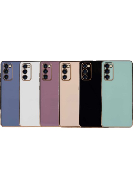 Samsung Galaxy A03S ile Uyumlu Kapak Kamera Korumalı Lazer Kesim Lüx Silikon ile Uyumlu Kılıf - Mor