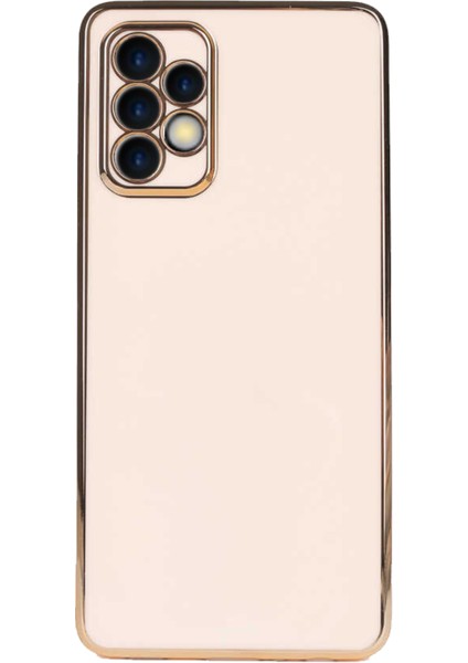 Samsung Galaxy A53 5g ile Uyumlu Kapak Kamera Korumalı Lazer Kesim Lüx Silikon ile Uyumlu Kılıf - Rose Gold