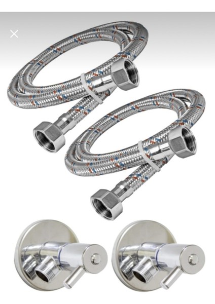 Klozet Tahret Musluğu ve Hortumu 2'li Set Elmina Armatur
