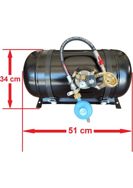 7A Mühendislik Karavan Lpg Tankı Yatay 22 Litre Tak Kullan