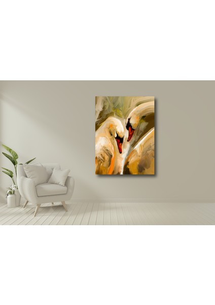 Yağlı Boya Görünümlü Kuğu Kanvas Tablo fiyatları