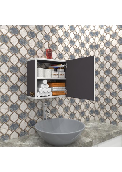 Kenzlife banyo ecza dolabı susanin gri 39*39*20 mutfak komodin (m) kapaklı arkalıksız