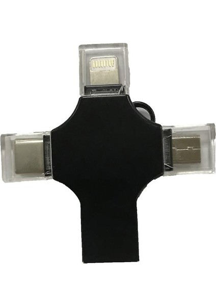 4'ü 1 USB Flash Drive, Iphone, Micro USB &  ile Uyumluc Tip Cihazları (Gümüş)