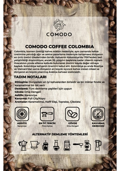 Colombia Premium Gold Selection Çekirdek Filtre Kahve 1000 gr fiyatları