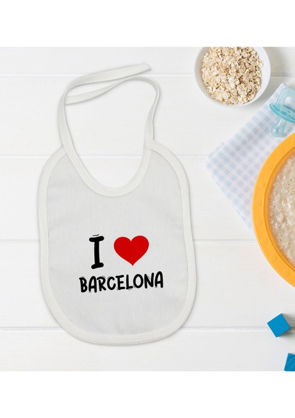 Kids I Love Barcelona Tasarımlı Bebek Mama Önlüğü - Model 1