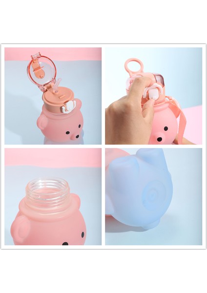 Ruicheng 800ML Ayı Su Bardağı Taşınabilir Saman Su Bardağı Öğrenci Su Bardağı Çocuk Su Bardağı Kız Plastik Su Bardağı (Yurt Dışından)