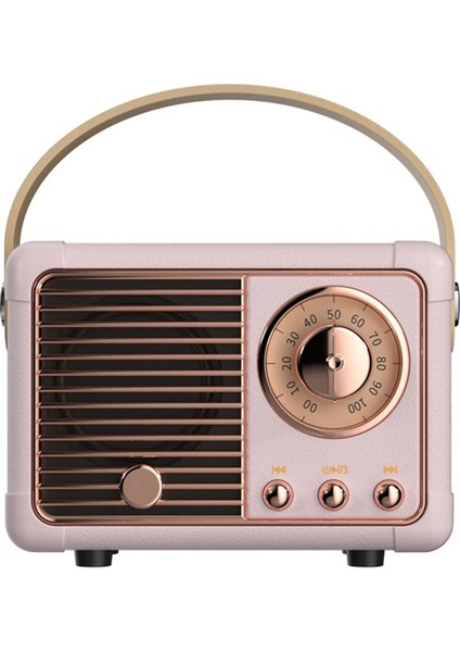 Taşınabilir Mini Retro Hoparlör Radyo - Pembe (Yurt Dışından)