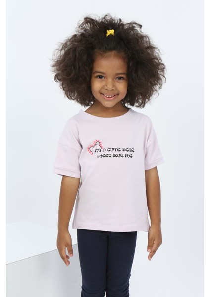Toontoy Kız Çocuk Ayıcık Baskılı Tişört