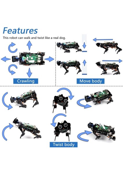 Robot Köpek Kiti, Yürüyüş Raspberry Pi 4 B 3 B+ B A+ Için