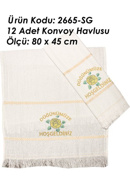 Araba Havlusu (12 Adet) Güllü Model 2665-SG