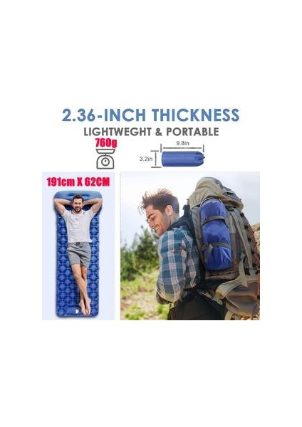 Ekstra Kamp Uyku Pedi Yastık ile Şişme Dahili Pompa Kompakt Ultralight Su Geçirmez Kamp Hava Mat | Kamp Mat (Yurt Dışından) fiyatları