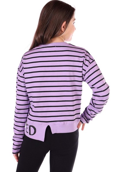 Toontoy Kız Çocuk Çizgili Striped Baskılı Sweatshirt fiyatları