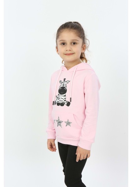 Toontoy Kız Çocuk Yıldızlı Zebra Baskılı Kapüşonlu Sweatshirt modelleri