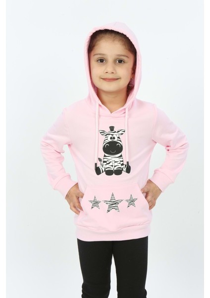 Toontoy Kız Çocuk Yıldızlı Zebra Baskılı Kapüşonlu Sweatshirt indirimleri