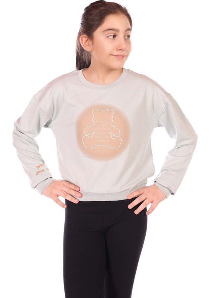 Toontoy Kız Çocuk Ayıcık Baskılı Sweatshirt