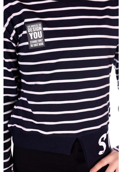 Toontoy Kız Çocuk Çizgili Striped Baskılı Sweatshirt fiyatları