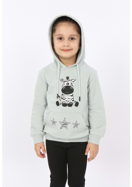 Toontoy Kız Çocuk Yıldızlı Zebra Baskılı Kapüşonlu Sweatshirt modelleri
