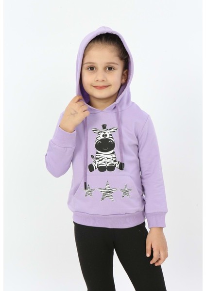 Toontoy Kız Çocuk Yıldızlı Zebra Baskılı Kapüşonlu Sweatshirt fırsatları