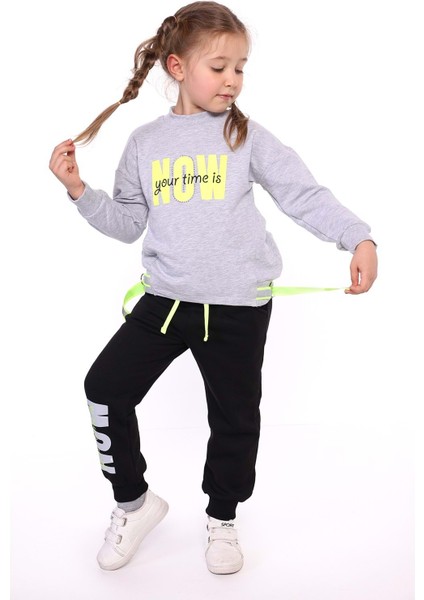 Toontoy Kız Çocuk Baskılı Içi Pamuklu Eşofman Takımı