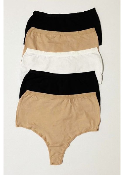 Mıxcolor Kadın Külot Yüksek Bel Tanga Büyük Beden 5'li Paket