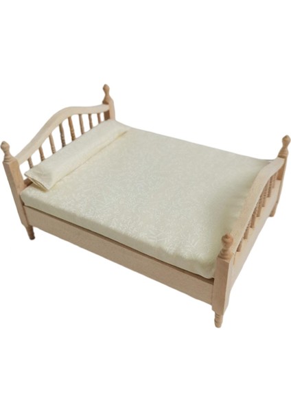 Mini 1 12 Ölçekli Dollhouse Çift Kişilik Yatak Çıkarılabilir Koleksiyon Ev Yatak Odası Yatak ile