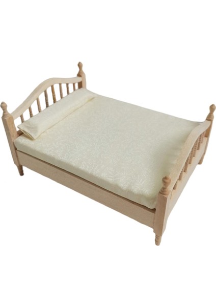 Mini 1 12 Ölçekli Dollhouse Çift Kişilik Yatak Çıkarılabilir Koleksiyon Ev Yatak Odası Yatak ile