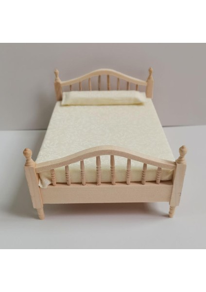 Mini 1 12 Ölçekli Dollhouse Çift Kişilik Yatak Çıkarılabilir Koleksiyon Ev Yatak Odası Yatak ile