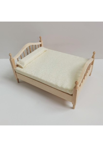 Mini 1 12 Ölçekli Dollhouse Çift Kişilik Yatak Çıkarılabilir Koleksiyon Ev Yatak Odası Yatak ile