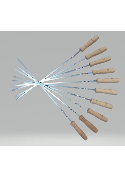 Kalite - Ahşap Saplı Ciğer Şişi Kebap Şişi Kuşbaşı Şişi Saplı 10 Adet