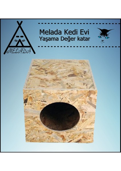 Melada Kedi Evi Dış Ortam Uygun Ahşap Kedi Evi Osb 34X27X24 cm