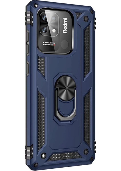 Xiaomi Redmi 10C Kılıf Military Ring Holder Lacivert fiyatları