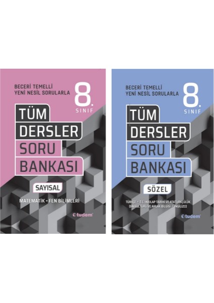 Tudem Yayınları 8. Sınıf Sayısal- Sözel Tüm Dersler Soru Bankası