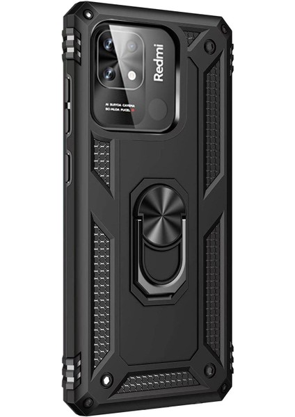Xiaomi Redmi 10C Kılıf Military Ring Holder Siyah fiyatları