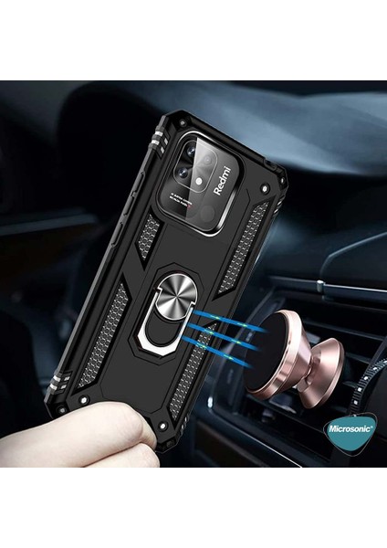 Xiaomi Redmi 10C Kılıf Military Ring Holder Kırmızı modelleri