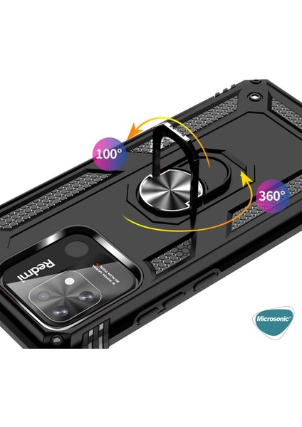 Xiaomi Redmi 10C Kılıf Military Ring Holder Kırmızı indirimleri