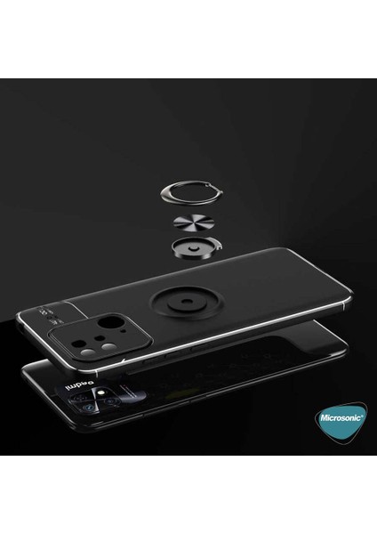 Xiaomi Redmi 10C Kılıf Kickstand Ring Holder Siyah Rose modelleri
